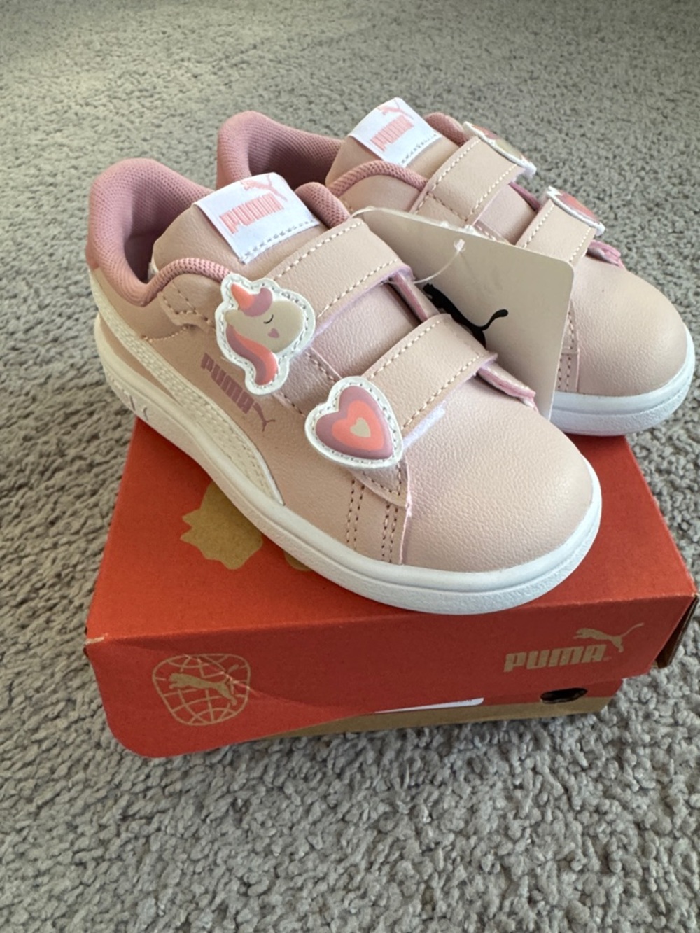 Puma Kids Pink Unicorn Heart Velcro Sneakers - 8C (Brand New)